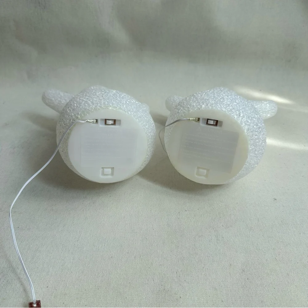 White popcorn plastic multicolor light up ghost figurines - set of 2